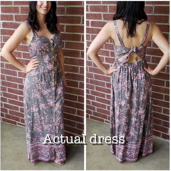 Floral Back tie Maxi Dress - Picture 3 of 3